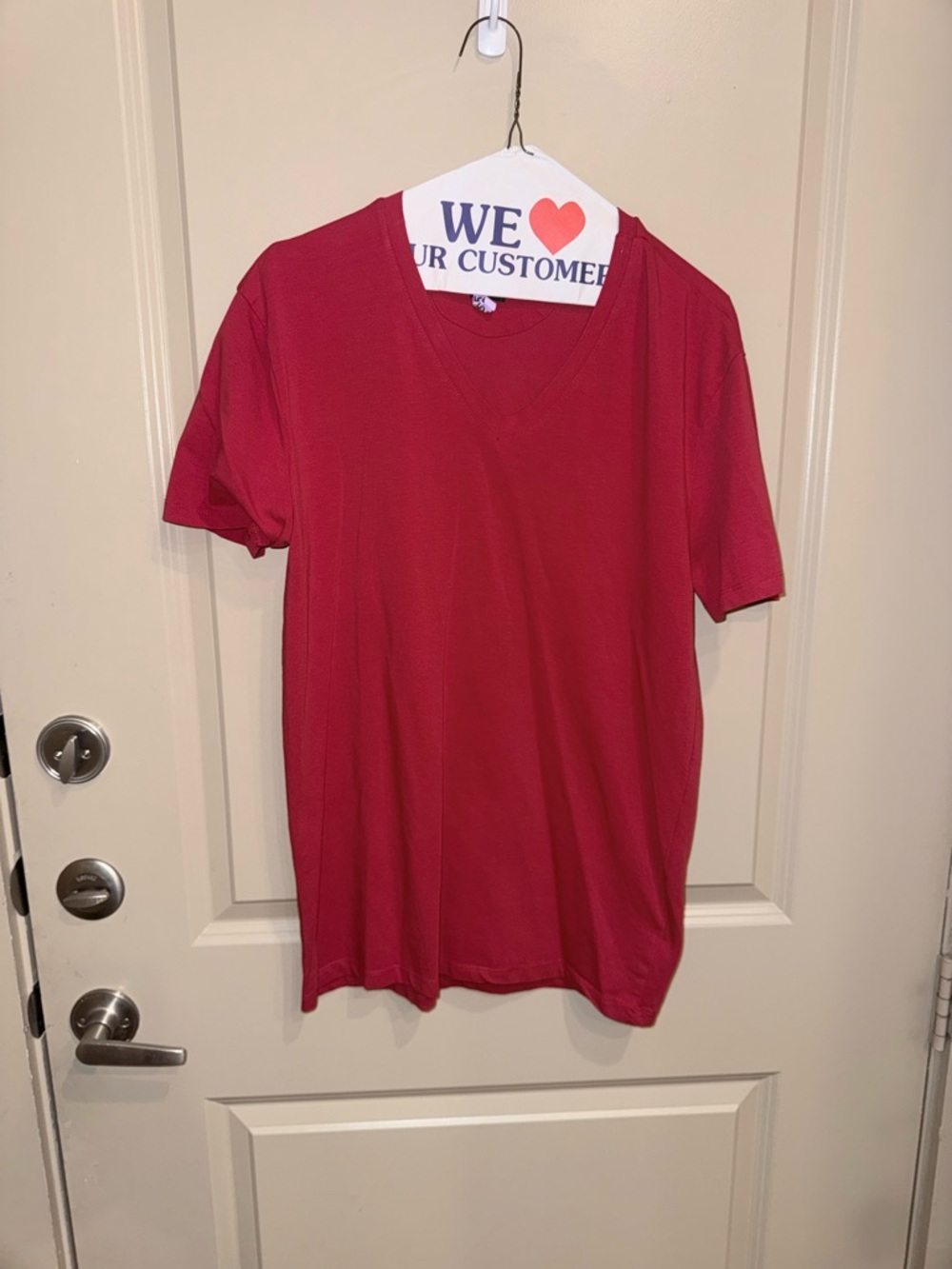 ❤️ Mens Zara  Red  V-Neck Tee Tee Shirt Large
